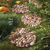 Set of 3 STEPPING STONES River Rock LIMESTONE Garden Pathway Yard Lawn D... - $30.01 CAD