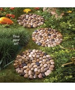 Set of 3 STEPPING STONES River Rock LIMESTONE Garden Pathway Yard Lawn D... - $21.98