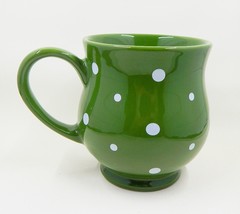 Temptations By Tara Green White Polka Dot  Coffee Mug Cup 16 oz - £12.50 GBP