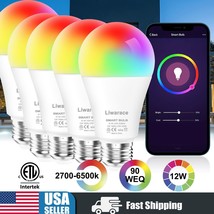 5Pack Rgb Wifi Smart Light Bulb 12W Wq.90W E26 Dimmable For Smart Life App Lamp - £60.10 GBP