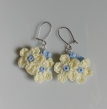 Yellow Crochet Flower Earrings / Crochet earrings / Handmade Flower earrings - £8.50 GBP