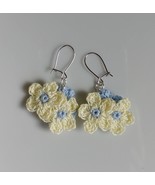 Yellow Crochet Flower Earrings / Crochet earrings / Handmade Flower earr... - $15.17 CAD