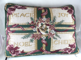 Christmas 15&quot; x 12&quot; PEACE, JOY, NOEL &amp; CHEER Holiday Tapestry accent pillow - €12,11 EUR