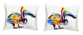 Pair of Betsy Drake Heathcliff Pelican No Cord Pillows 16 Inch X 20 Inch - £62.29 GBP