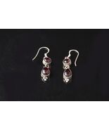 925 Solid Silver Garnet Gemstone Handmade Dangle Earrings Women Fest Gif... - $66.51
