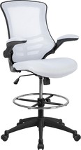 White Mesh Kelista Mid-Back Ergonomic Drafting Chair From Flash, Up Arms. - £183.80 GBP