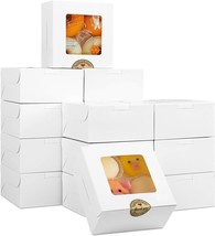 25pcs 6x6x3 Inches Cake Boxes with Window White Bakery Box for Pastries ... - £25.99 GBP