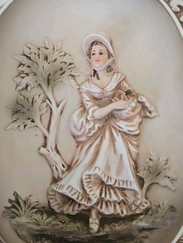 Vintage ~ Lefton Porcelain COLONIAL WOMAN Wall Plaque ~ 6" x 8.25" ~ KW115 Japan Item image 3