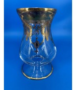 SC Line Italy 24K Gold Encrusted Crystal Glass 9&quot; Footed Vase - $33.65