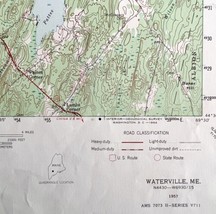 Map Waterville Maine 1957 Topographic Geological Survey 1:62500 22 x 18&quot; TOPO2 - £35.54 GBP