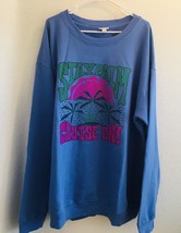 LuLaRoe Plus Size 3XL Sweatshirt solid Royal Blue Stay Palm Cruise On Spell-Out - £33.57 GBP