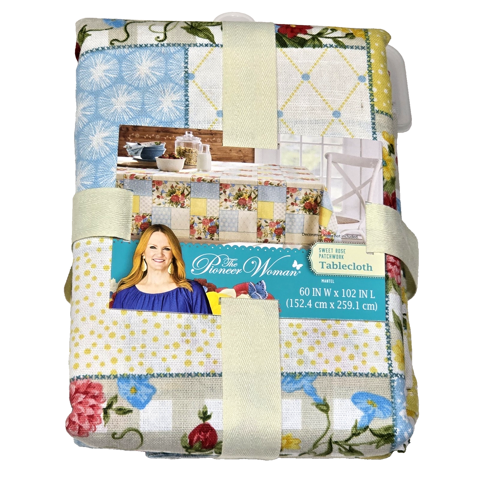The Pioneer Woman Sweet Rose Patchwork Tablecloth Mantel 60x102in Blue Red - $23.99