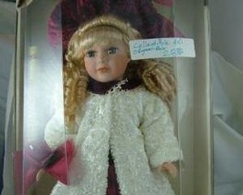 Mint Collector&#39;s Choice, Beautiful Blonde Doll in Burgundy w/White Chenille Coat - £19.10 GBP
