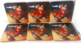 6X Holiday Coasters Santa Drinking Coke Train Set Helicopter NEW - $9.89