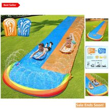 22.5ft Outdoor Water Slide with Sprinklers and Splash Pool for Kids Back... - $58.36