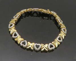 925 Sterling Silver - Genuine Diamond XO Love Heart Chain Bracelet - BT7440 - £69.17 GBP