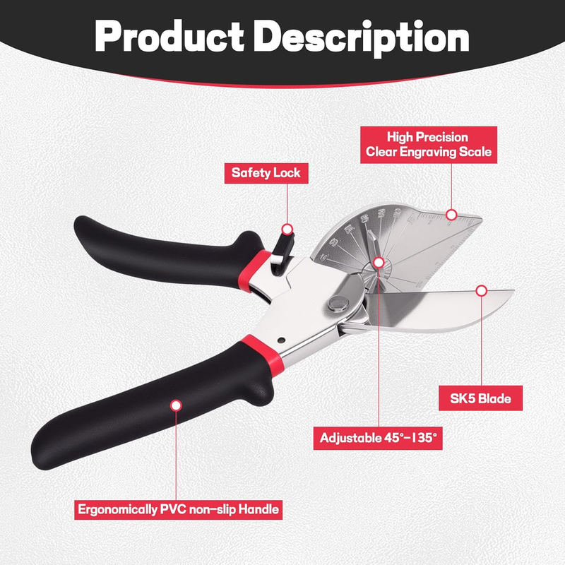 Multi Angle Miter Shears for Moulding and Trim, Quarter round Cutting Tool for C Item image 2
