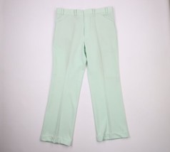 Vtg 70s Streetwear Mens 38x32 Knit Wide Leg Bell Bottoms Pants Mint Green USA - £85.41 GBP