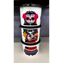 Tupperware Day Of The Dead Containers Set Of 3 Small Wonders Stacking - $19.79