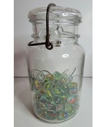 BALL IDEAL QUART CANNING JAR WITH LID AND WIRE BAIL WITH MARBLES INSIDE - £55.14 GBP