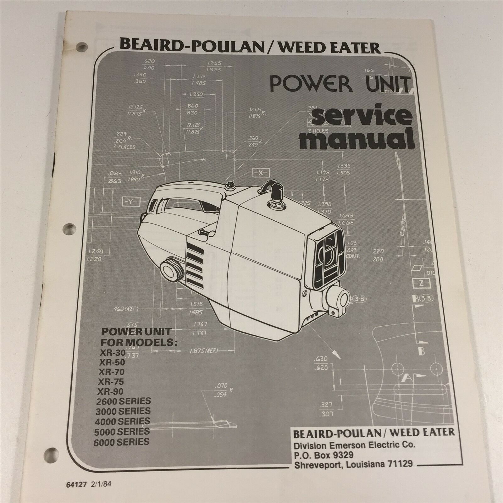 1984 Poulan Weed Eater Model XR-30 50 70 75 2600 3000 Power Unit Service Manual - $24.99