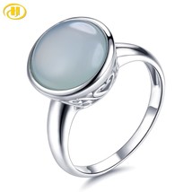 925 Sterling Silver Ring Natural Blue Chalcedony Rings Simple Style Fine Jewelry - £20.71 GBP
