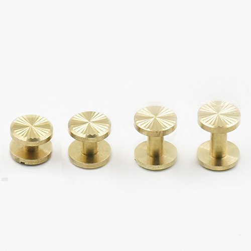 Bluemoona 10 Sets - Solid Brass Screw Flat Head Button 4 6 8 10mm Stud Nail Chic