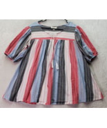Style&amp;Co. Blouse Top Womens Small Multi Striped Boho Pleated V Neck Draw... - £14.56 GBP