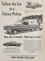 1961 Print Ad Ford Falcon Ranchero Pickup Cars with Camper Top - $21.58