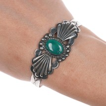6 3/8&quot; 30&#39;s-40&#39;s Silver Products Coin Silver turquoise cuff bracelet - $133.65