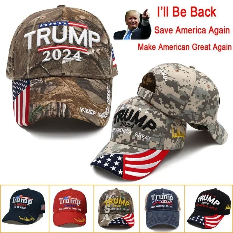 Donald Trump 2024 MAGA Hats Cap Baseball Embroidery Camo USA KAG Make Keep - £16.20 GBP