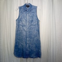 FIFTEEN TWENTY Tie Dye Tunic Top BLUE Button Shirt Dress BOHO Sleeveless XS - $72.19