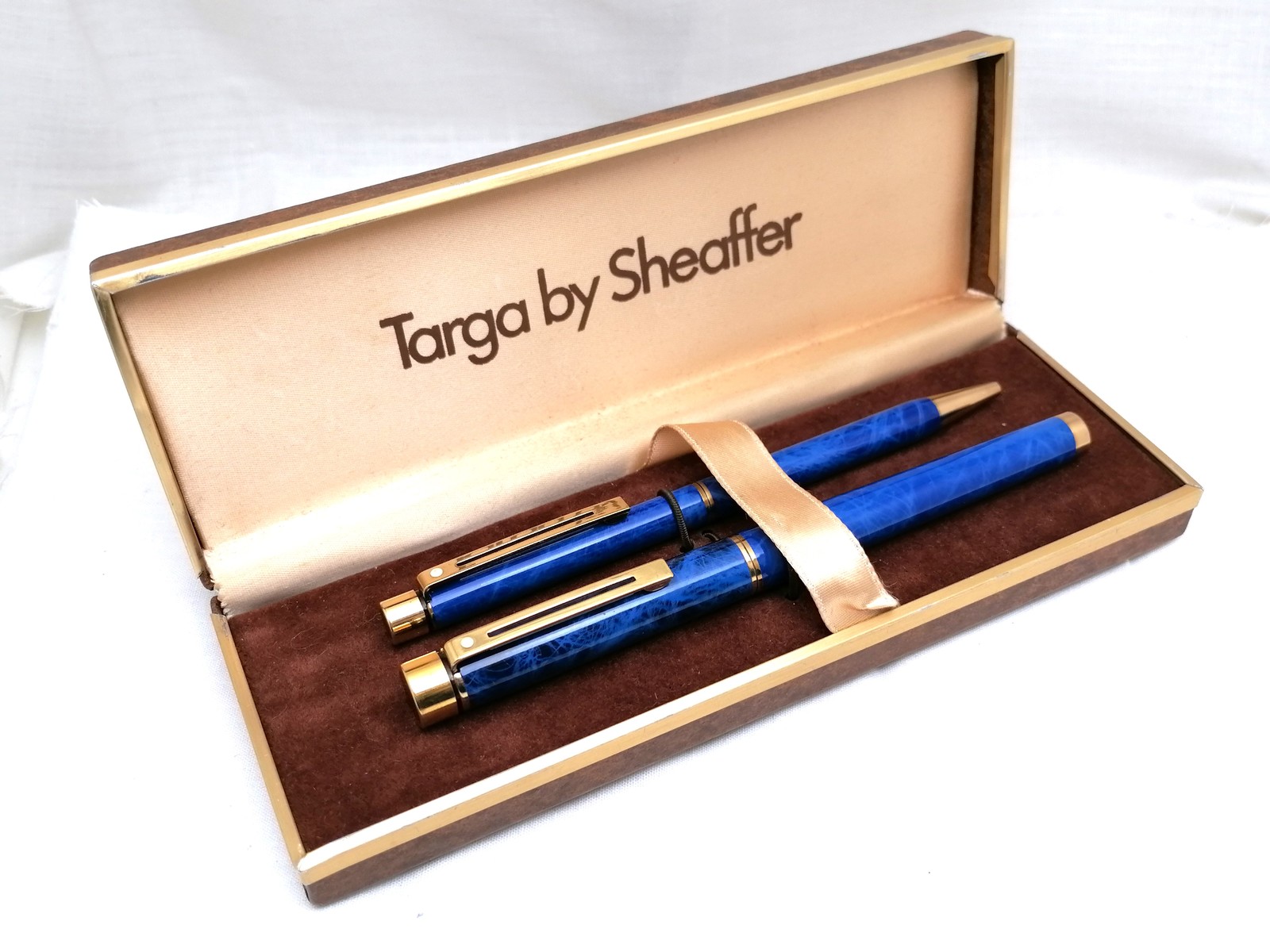 Primary image for Sheaffer Targa 1036 Azul Ronce Nib F En Oro 14k Fountain Pen + Boligrafo