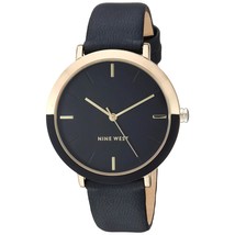 Nine West Women&#39;s Gold-Tone and Black Strap Watch, NW/2346GPBK - £30.01 GBP