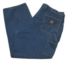 Carhartt Carpenter Jeans Mens Size 44X31 Blue Denim Zipper Fly Durable w Pockets - £11.44 GBP