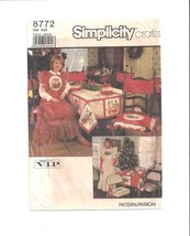 Simplicity Sewing Pattern 8772 Christmas Apron Chair Cover Tablecloths N... - $8.96