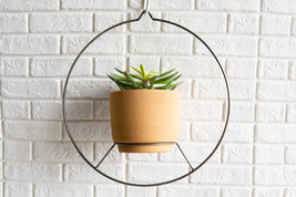 Modern Brown Clay Pot Wall Planter Pot Sconce With Round Wire Stand Holder - £48.24 GBP