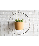 Modern Brown Clay Pot Wall Planter Pot Sconce With Round Wire Stand Holder - $82.04 CAD