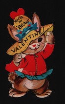 Vintage Valentines Day Card Rabbit In Hat - £5.93 GBP
