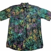 Bimini Bay Outfitters Shirt Men&#39;s Medium Neon Fish All Over Print Short ... - £10.90 GBP