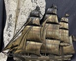 Vintage Syroco Schooner Ship Plastic Wall Art MCM Nautical Decor Gold 20... - £20.39 GBP