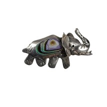 Vintage Sterling Abalone Shell 3D Figural Elephant Trunk Up Brooch Pin M... - £19.41 GBP