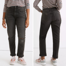 NEW Madewell High-Rise Slim Boyjean in Caton Wash Black Ripped-Knee Size 27 - £81.42 GBP
