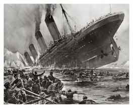 Rms Titanic Sinking Artistic Sketch 1912 Tragedy 8X10 B&amp;W Photo - £6.67 GBP