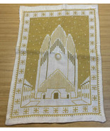 Vintage Antique Completed Finished Cross Stitch Church 14 X 10 Unframed KG - £17.20 GBP