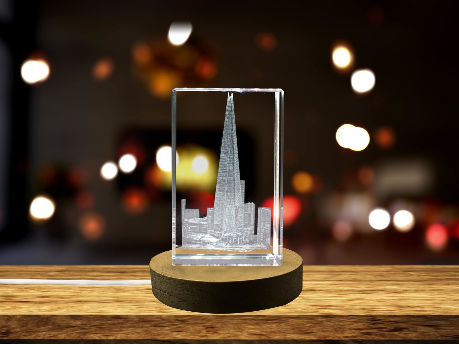 LED Base included | The Shard 3D Engraved Crystal Keepsake Souvenir - $25.99+