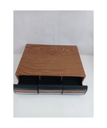 Vintage Faux Wood 36 Cassette Tape Holder 3 Drawer Storage Case (A) - £11.36 GBP