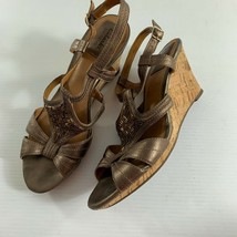 Clarks Bendables Womens Sandals Size 9 Bronze Gold Metallic Beaded Cork ... - £29.90 GBP