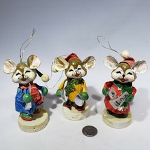 3 Caroling Mice Ornaments Giftco Christmas Stand Mantel or Hang Tree VTG... - £11.95 GBP