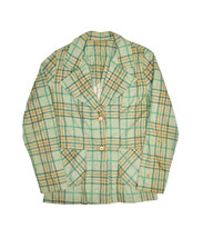 Vintage 50s Plaid Sport Coat Women S Green Orange Rockabilly Blazer Cott... - £25.11 GBP